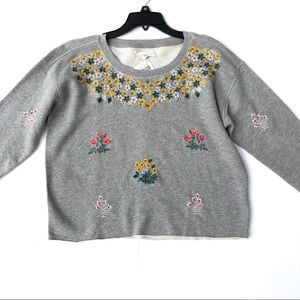 Lucky Brand Embroidered SemiCrop Sweatshirt Size S